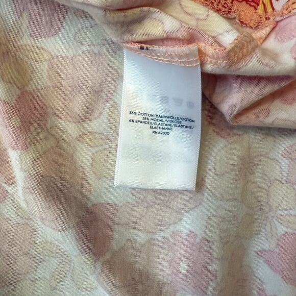 Lands End Top Women's Size XL 18 Floral Pink Lightweight Smocked Short Sleeve - Picture 9 of 10